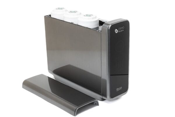 High-quality water filter system, OSMO Plus+ with multiple cartridges for clean and purified drinking water, ideal for home or office use, designed for advanced water filtration solutions.