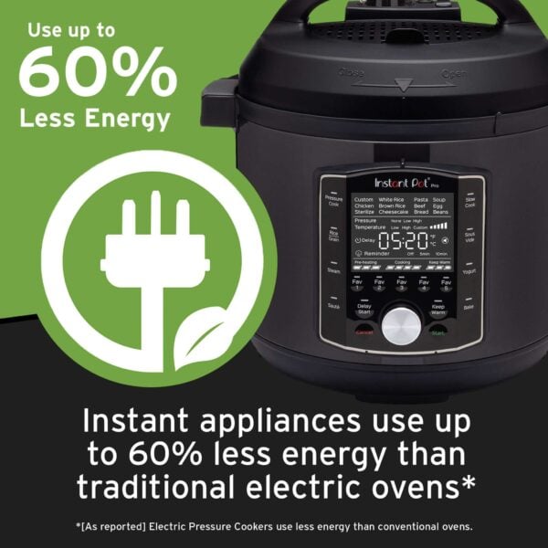 Plug-in electric pressure cooker with energy-saving features for efficient home cooking.