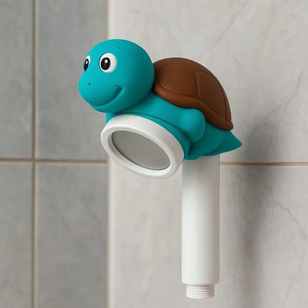 Colorful turtle shower head, children's bathroom faucet with friendly design, fun bathroom accessories for kids' hygiene and decoration, easy to install, high-quality material.