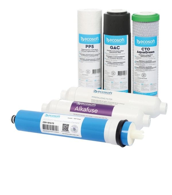Ecosoft P'URE Alkafuse 5 kasesčių rinkinys+ membrana 75 GPD