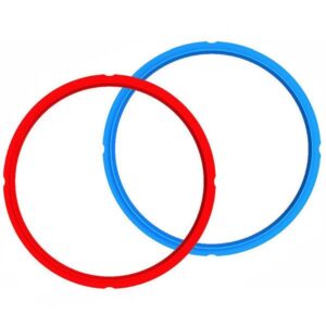 Blue and red filter rings for water filtration systems.
