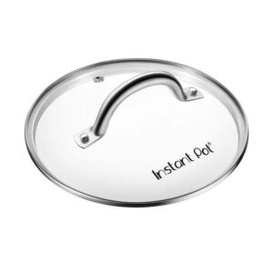 Stainless steel Instant Pot lid with handle and glass cover, compatible with multiple pressure cooker models.