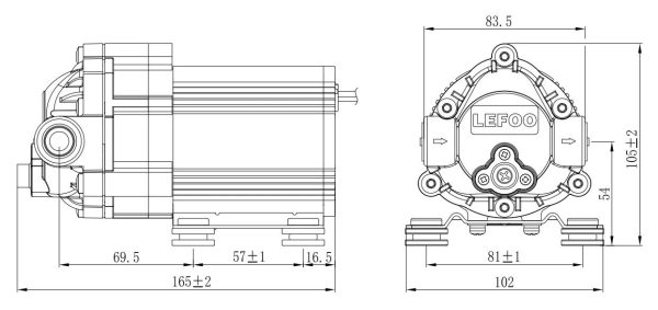 Membraninis bešepetėlinis siurblys - LEFOO LFP1300W-B 24V - 300 GPD sistemoms - Image 4