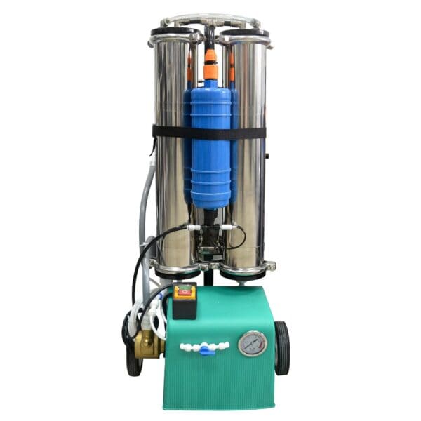 High-capacity industrial water filtration system with multi-stage filtration, suitable for commercial use and water purification applications.