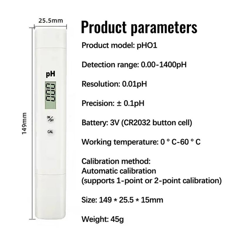 PH meter handheld device for accurate pH measurement and calibration, compact and lightweight for lab and field use, with digital display and automatic calibration support.