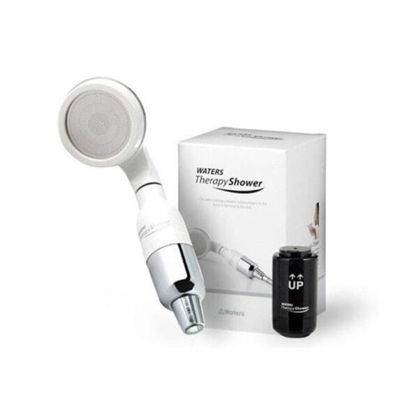 Filterplace.lt image of Waters Therapy Shower handheld showerhead with massage function and water filter system for healthy skin and hair.
