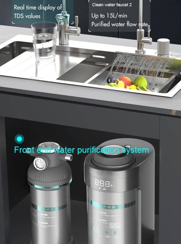 Filterplace.eu front end water purification system with ultraviolet sterilizer for clean, safe drinking water.