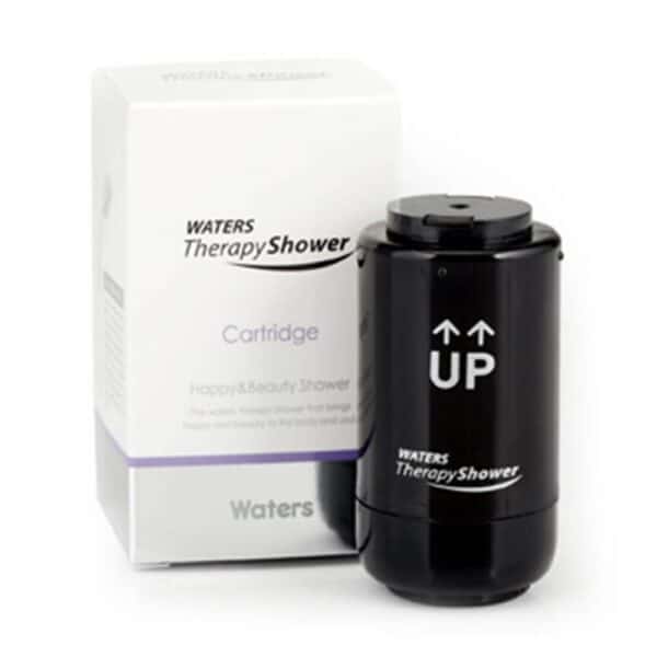 Cartridge for waters therapy shower, black water filter cartridge, shower water purification, water treatment, wellness shower filter device.